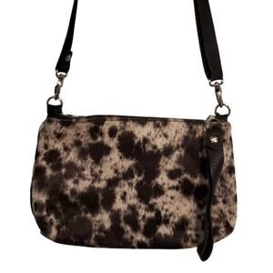 Lynn Tallerico White Brown Cow Hide Fur Crossbody Bag Purse with Wallet